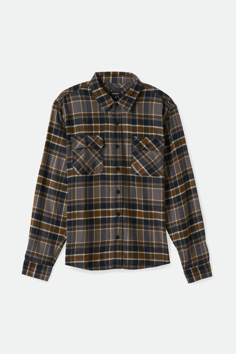 Bowery L/S Flannel - Black/Desert Palm/Beige – Brixton