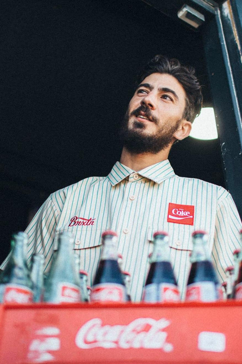 Men's Coca-Cola Delivery Olson Short-Sleeve Woven in Tan – Brixton