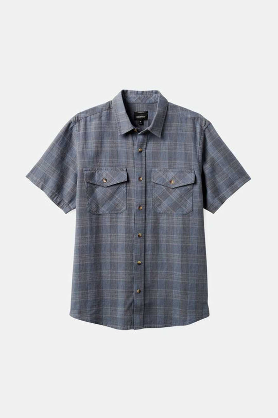 
       Brixton Memphis Linen Blend S/S Woven Shirt - Flint Stone Blue/Cinder Grey
     