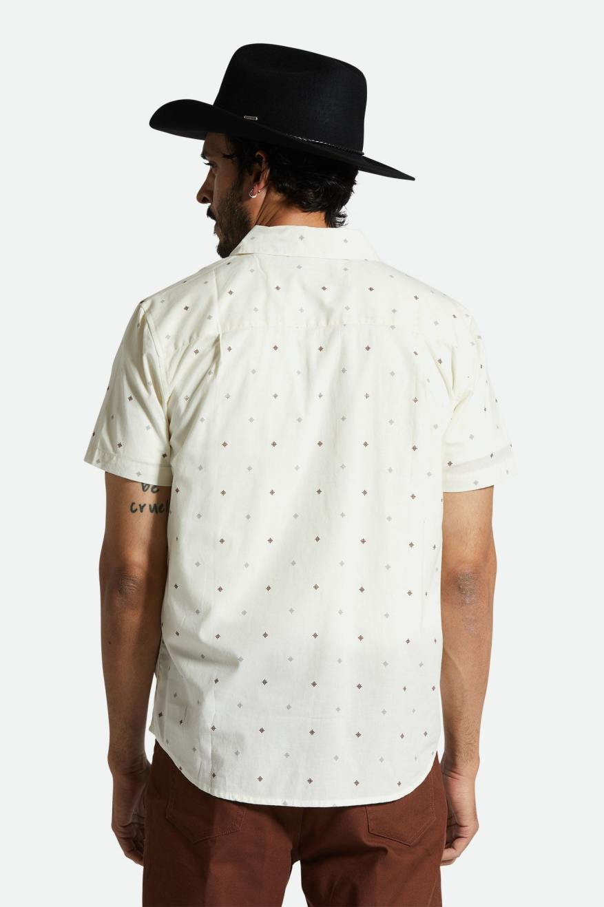 
       Brixton Charter Print S/S Shirt - Off White Pyramid
     