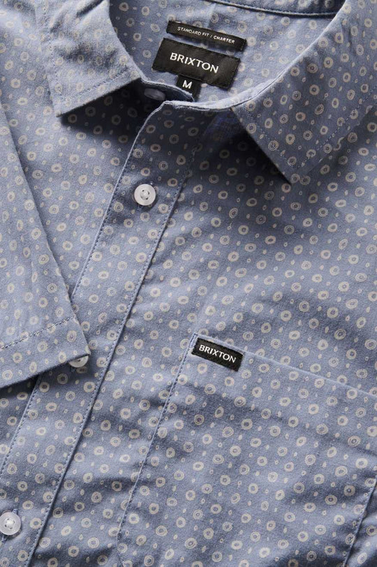 
       Brixton Charter Print S/S Shirt - Flint Stone Blue Micro
     