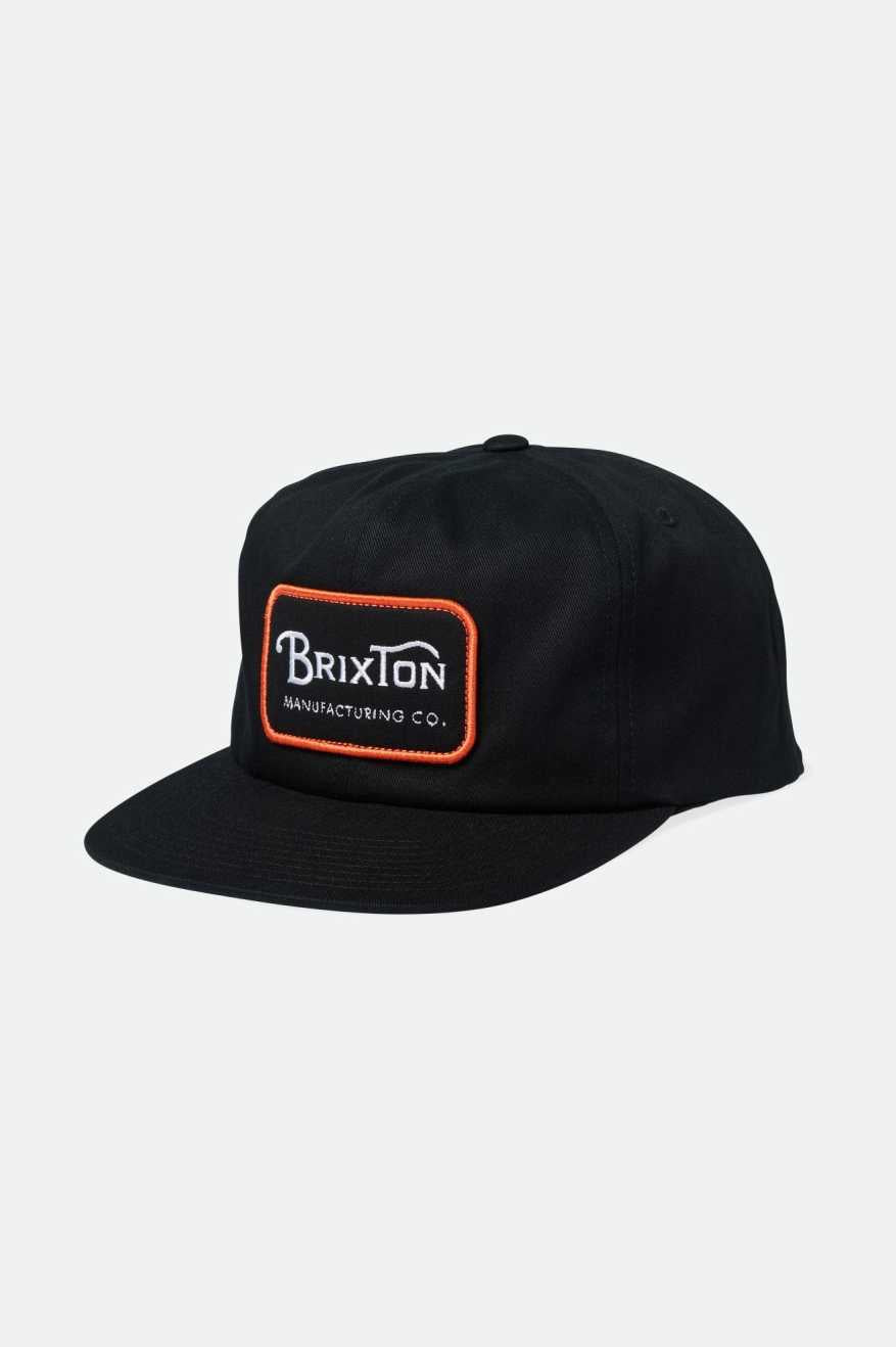 Brixton Grade Black Orange White Snapback Hat