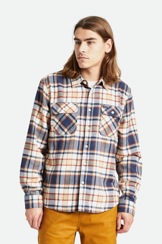 
       Brixton Bowery L/S Flannel - Washed Navy/Barn Red/Off White
     