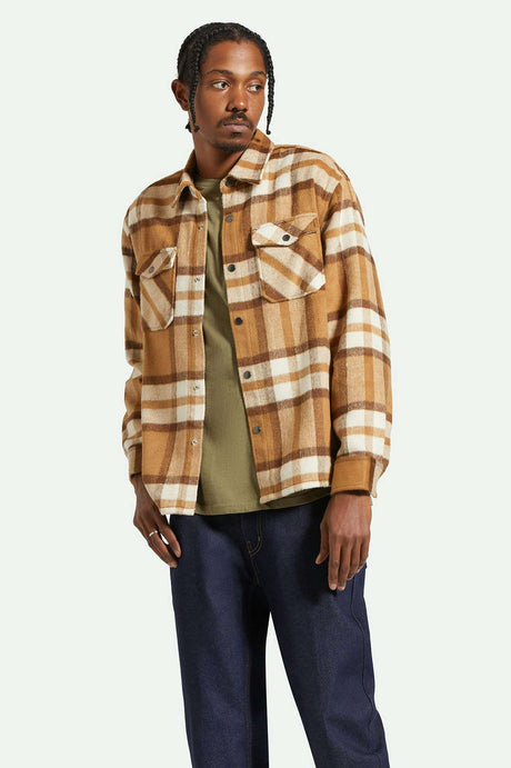 
       Men&#39;s Fit, front | Selden Soft Brushed L/S Flannel Overshirt - Tan/Bison
     