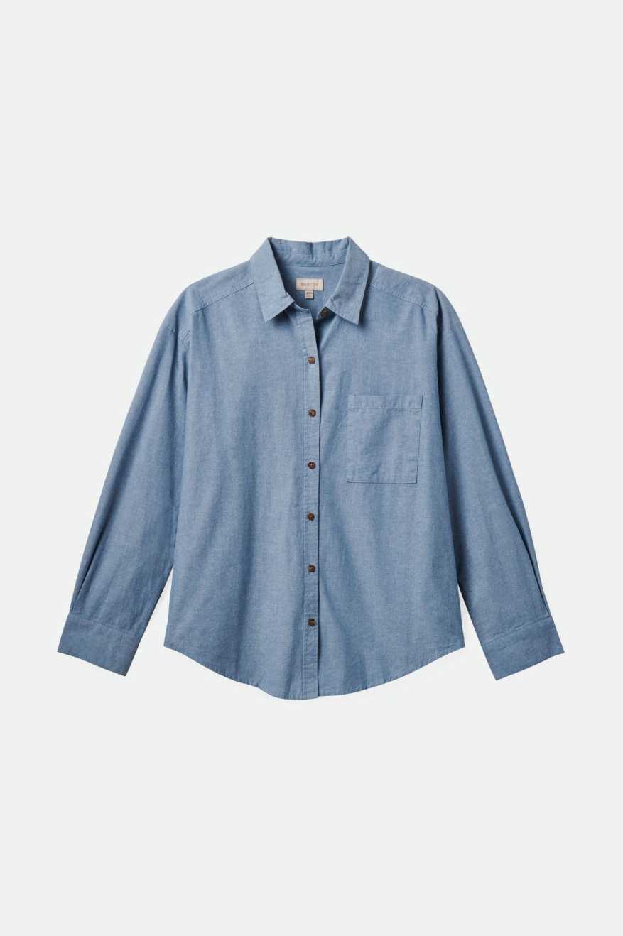 
       Brixton Women&#39;s East Side L/S Boxy Woven Shirt - Light Chambray Blue | Main
     