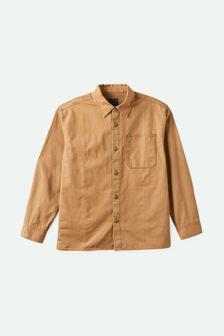 Brixton Men's Selden L/S Overshirt - Tobacco Brown Worn Wash | Main