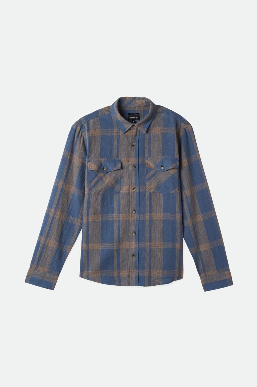 
       Brixton Memphis Linen Blend L/S Shirt - Flint Stone Blue/Sand
     