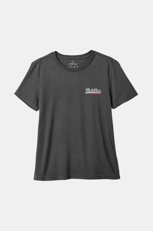 
       Brixton Women&#39;s Speed And Service Fitted Crew T-Shirt - Washed Black Worn Wash | Main
     