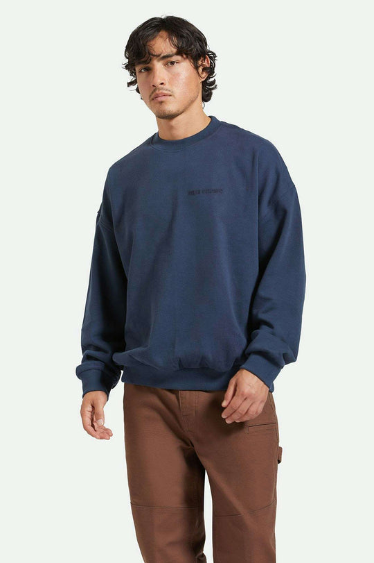 
       Men&#39;s Front Fit | Embroidered Heavyweight Oversized Crew - Washed Navy
     