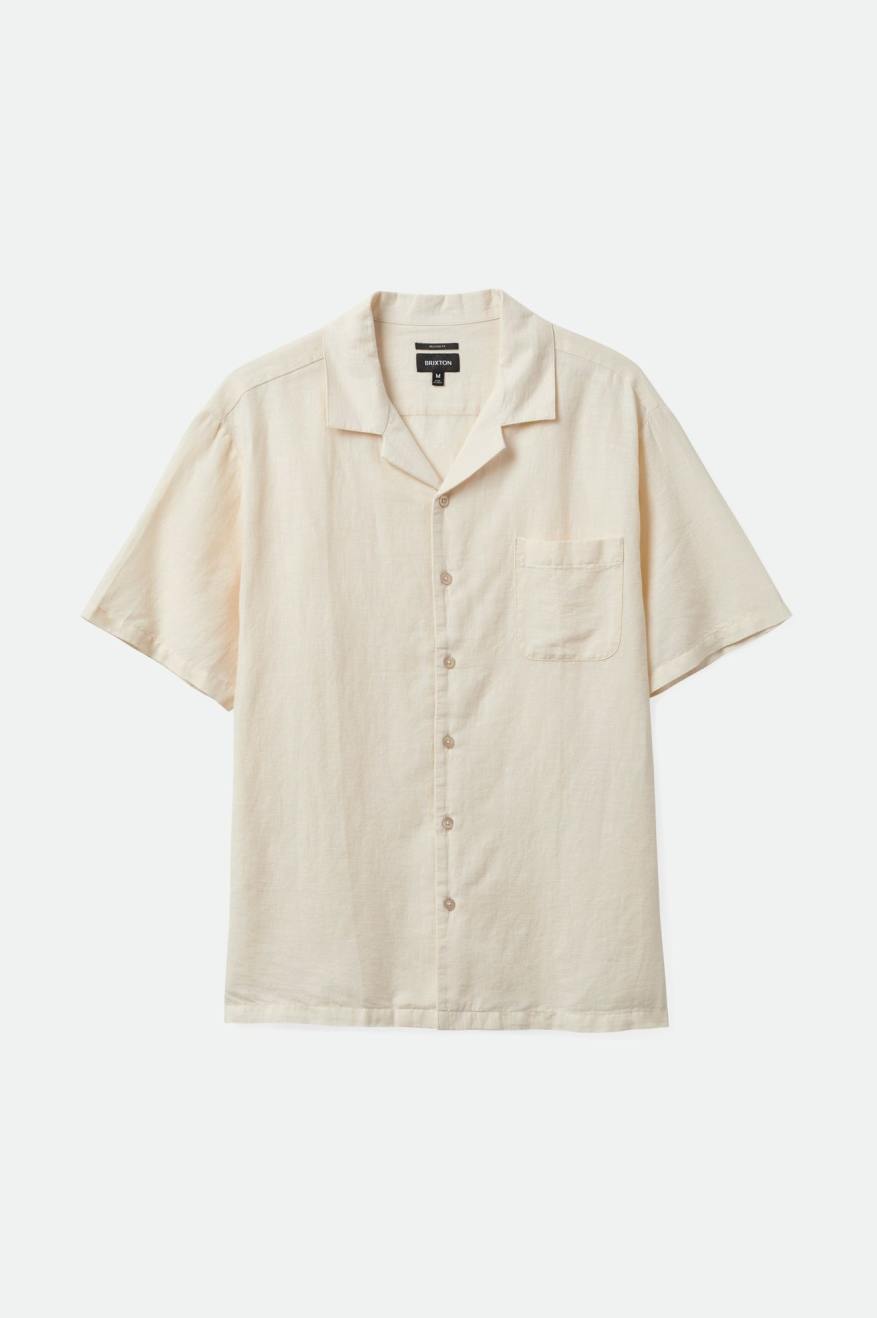 
       Brixton Bunker Linen Blend S/S Camp Collar Woven Shirt - Whitecap
     