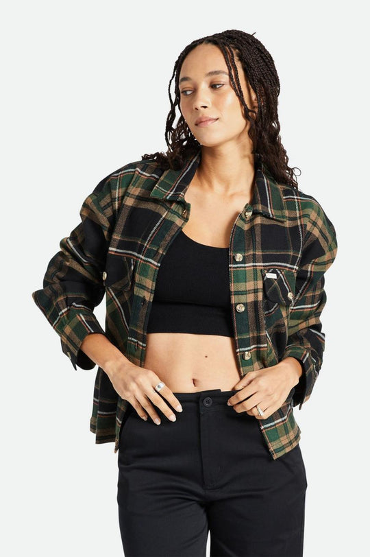 
       Brixton Bowery Women&#39;s L/S Flannel - Black/Pine Needle
     