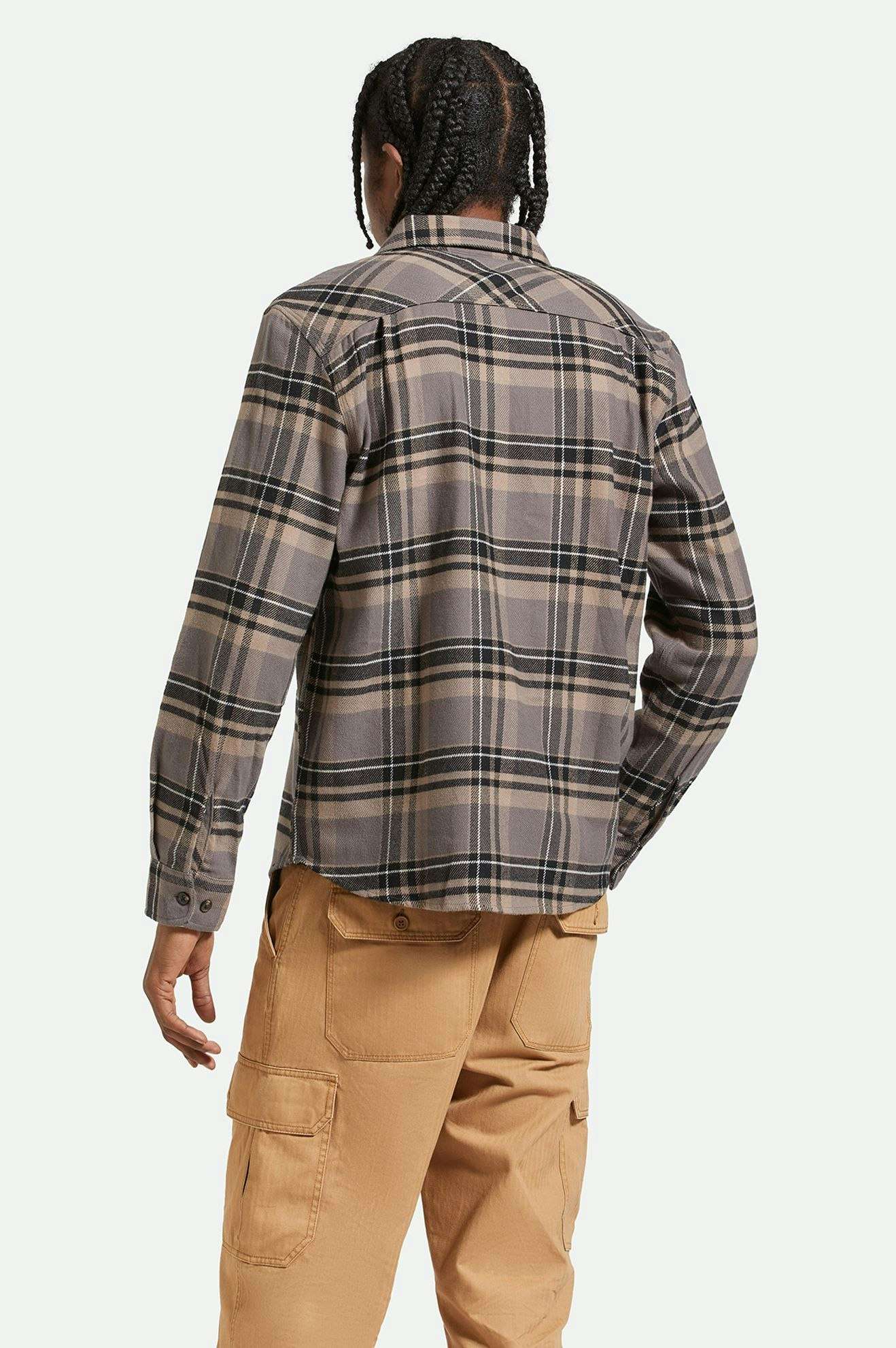 
       Back Fit Image | Bowery L/S Flannel - Charcoal/Black/Cinder Grey
     