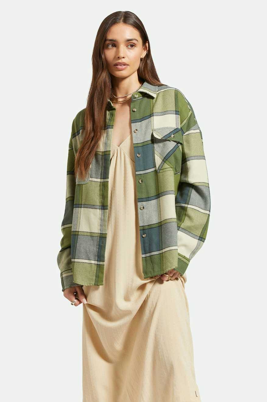 
       Women&#39;s Front Fit | Bowery Women&#39;s Classic L/S Flannel - Blue Mirage/Dill Plaid
     