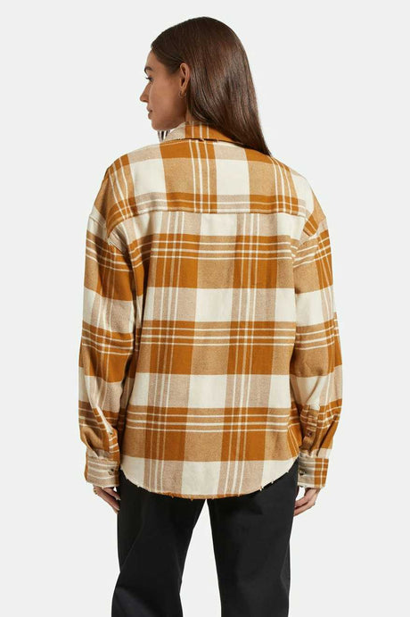 
       Back Fit Image | Bowery Women&#39;s Classic L/S Flannel - Washed Copper/Whitecap
     