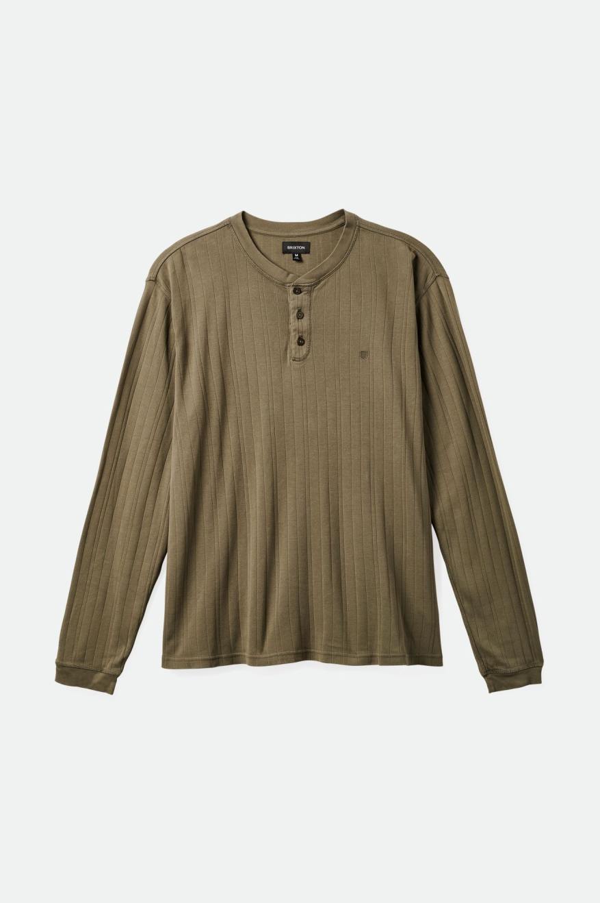 
       Brixton Wren Ribbed L/S Henley - Olive Surplus
     