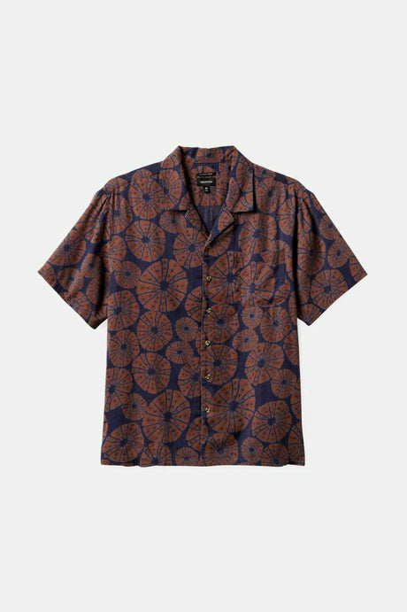 Bunker Slub S/S Camp Collar Woven Shirt - Washed Navy/Sepia