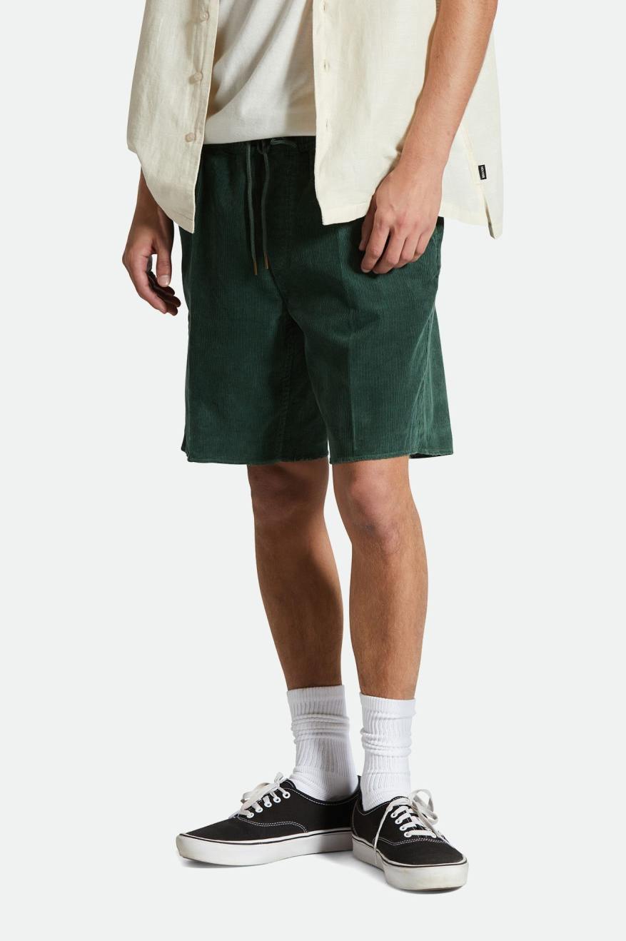 
       Brixton Madrid II Corduroy Short 8&quot; - Trekking Green Cord
     