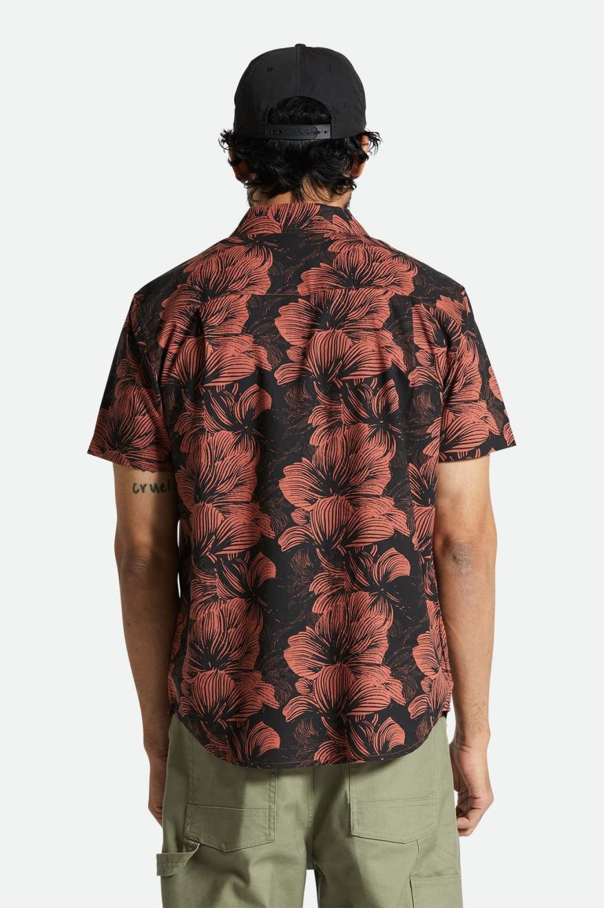 
       Brixton Charter Print S/S Woven Shirt - Washed Black/Terracotta Floral
     