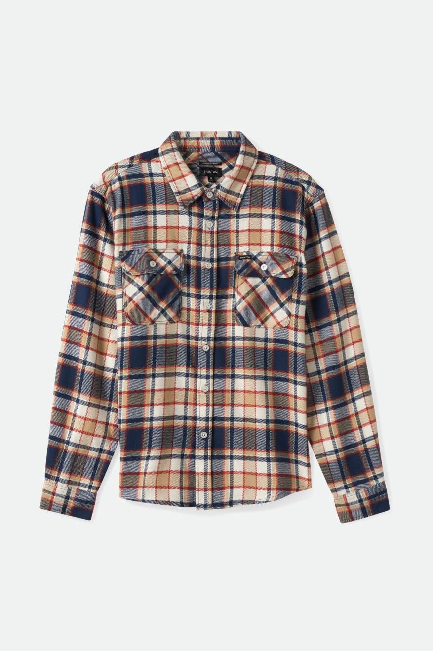 
       Brixton Bowery L/S Flannel - Washed Navy/Barn Red/Off White
     