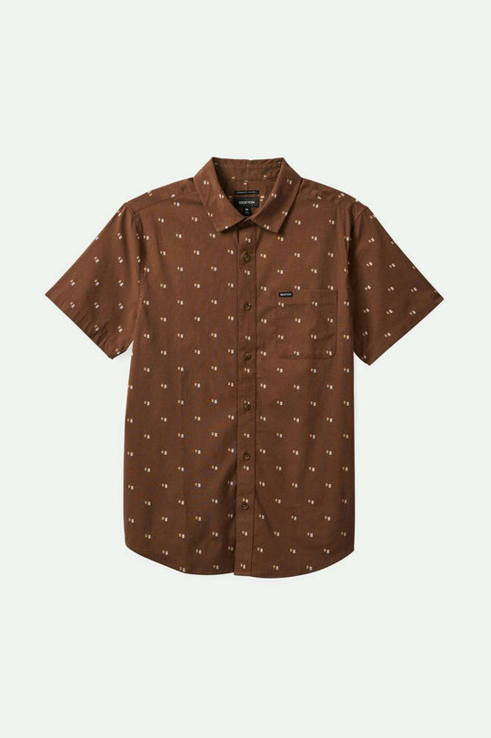 
       Brixton Men&#39;s Charter Print S/S Woven Shirt - Pinecone Brown/Tipping Square | Main
     