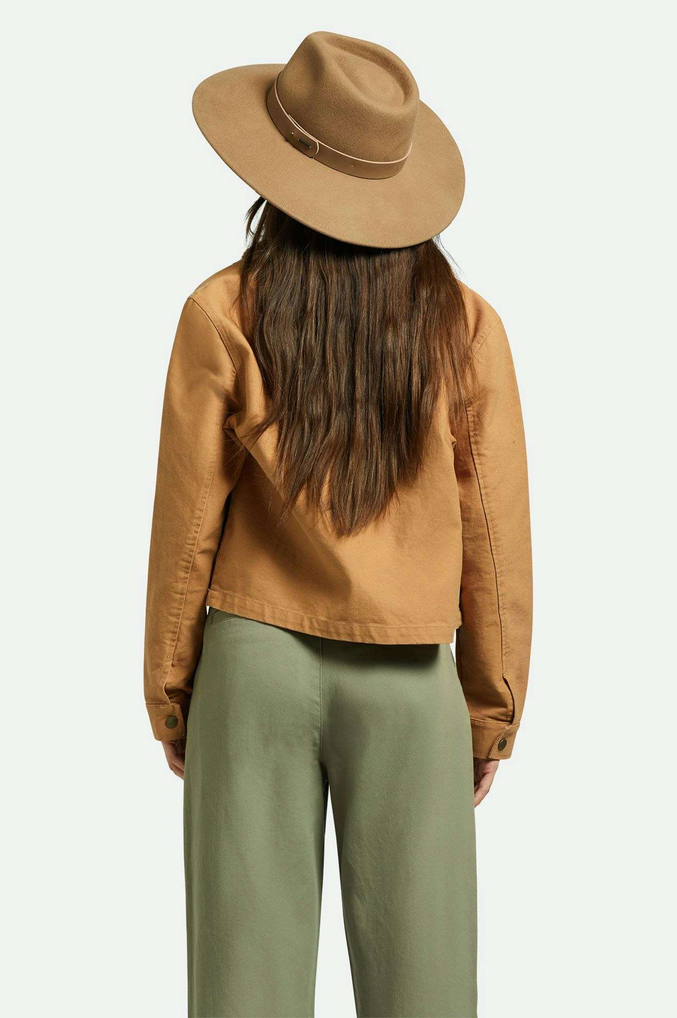 
       Women&#39;s Back Fit Image | Eleanor Felt Packable Hat - Macadamia
     