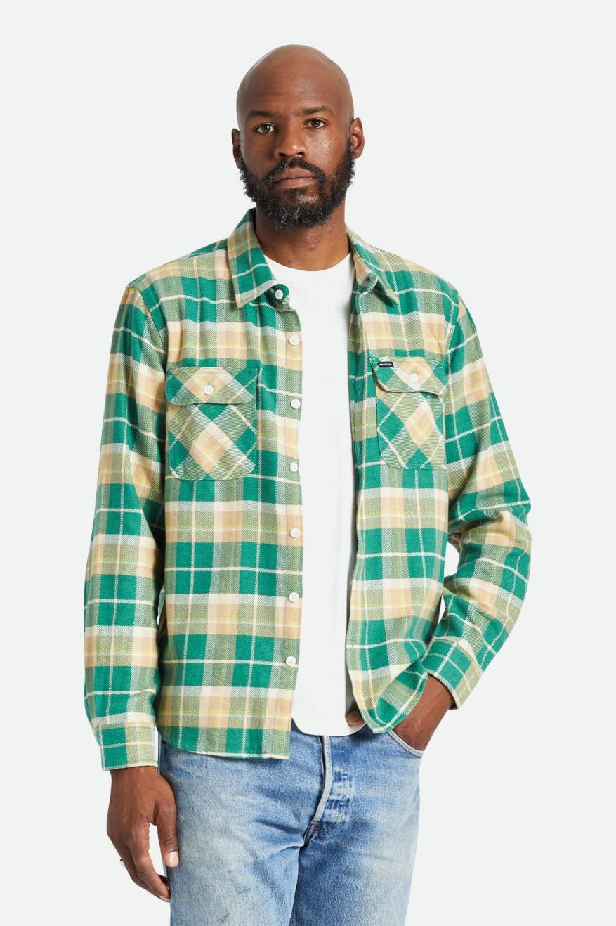 
       Brixton Bowery L/S Flannel - Washed Pine Needle/Washed Golden Brown/Off White
     