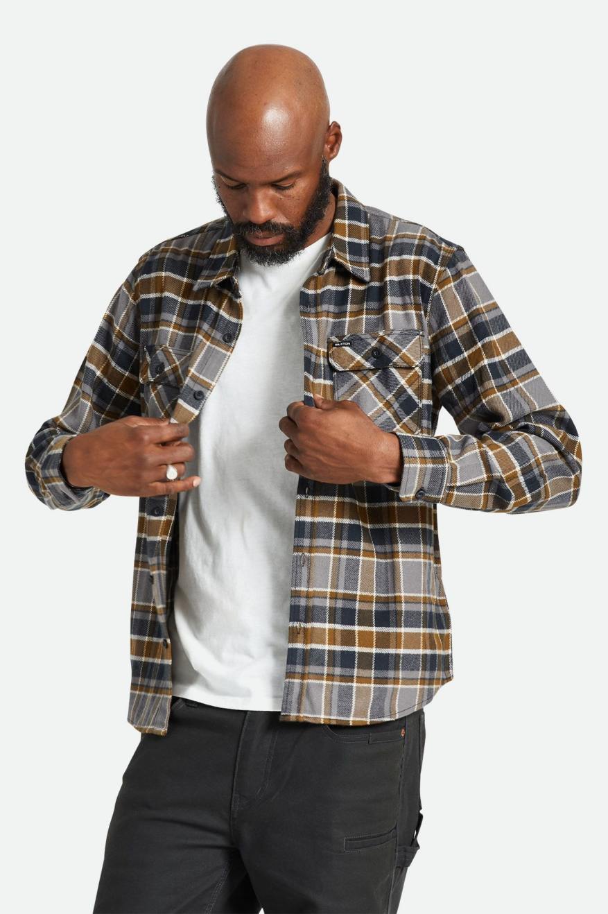 
       Brixton Bowery L/S Flannel - Black/Desert Palm/Beige
     