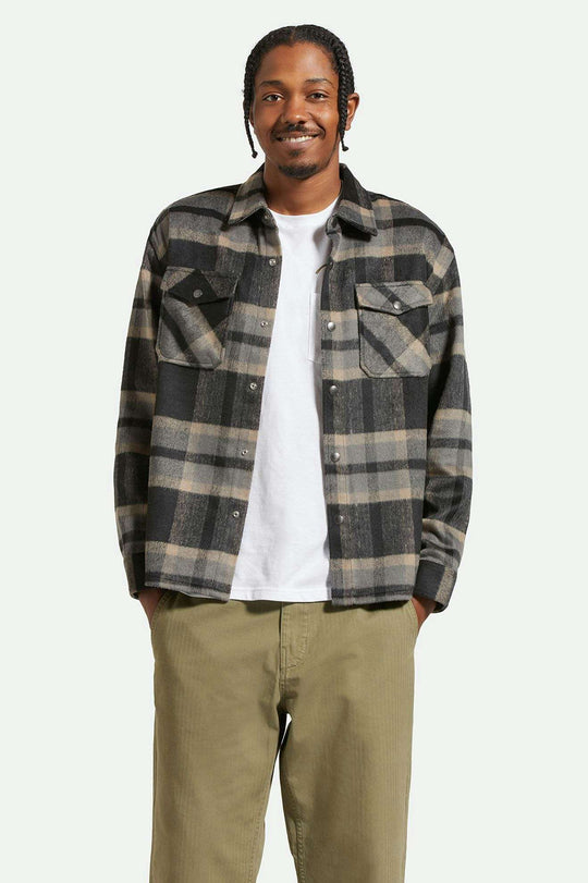 
       Men&#39;s Fit, front | Selden Soft Brushed L/S Flannel Overshirt - Black/Charcoal
     