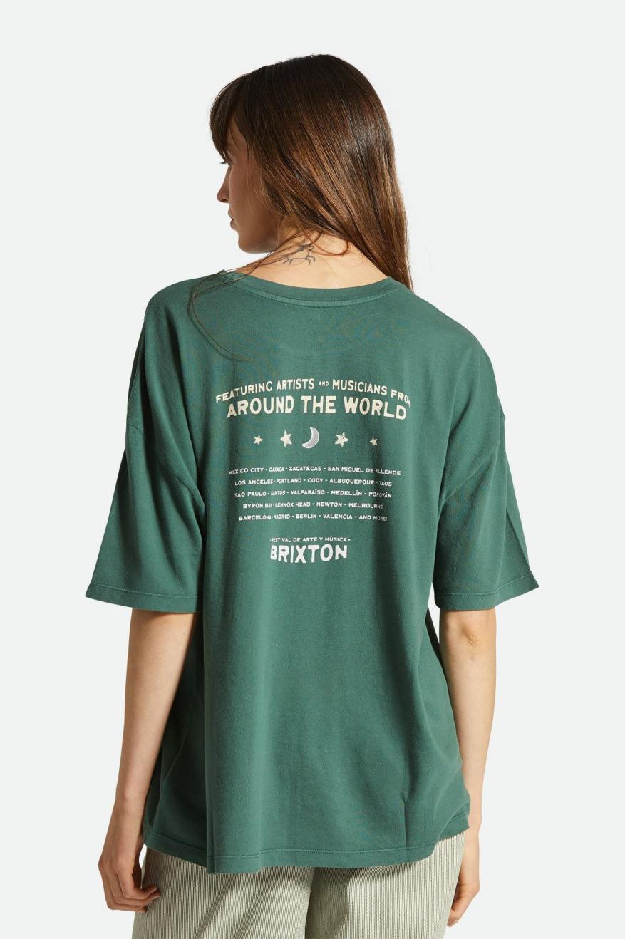 
       Brixton El Festival Oversized Boyfriend Tee - Trekking Green
     