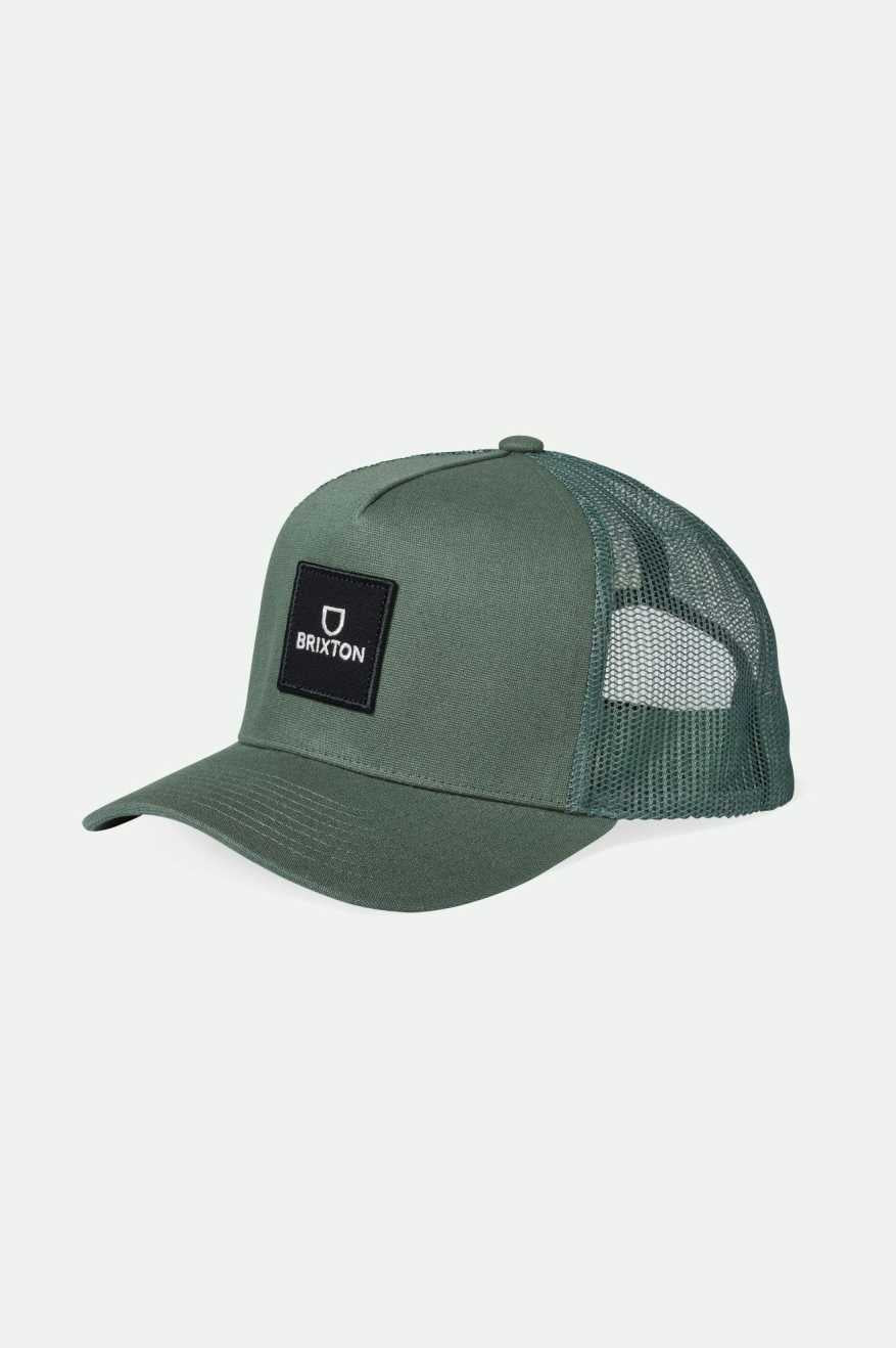 
       Brixton Men&#39;s Alpha Block Netplus Trucker Hat - Agave Green/Agave Green | Main
     