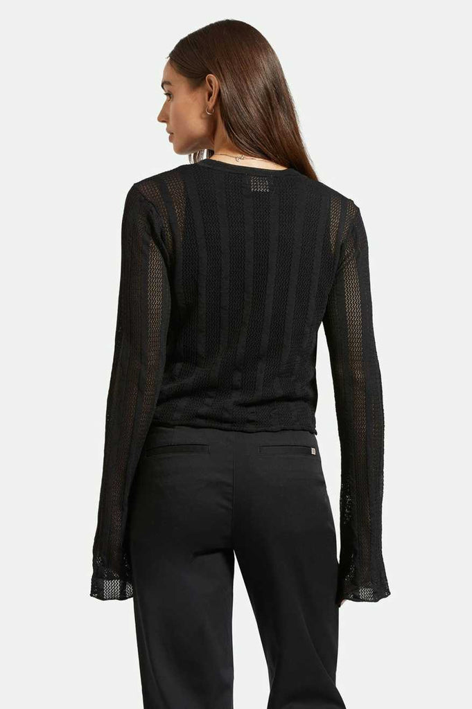 Back Fit Image | Sheer L/S Knit Top - Black