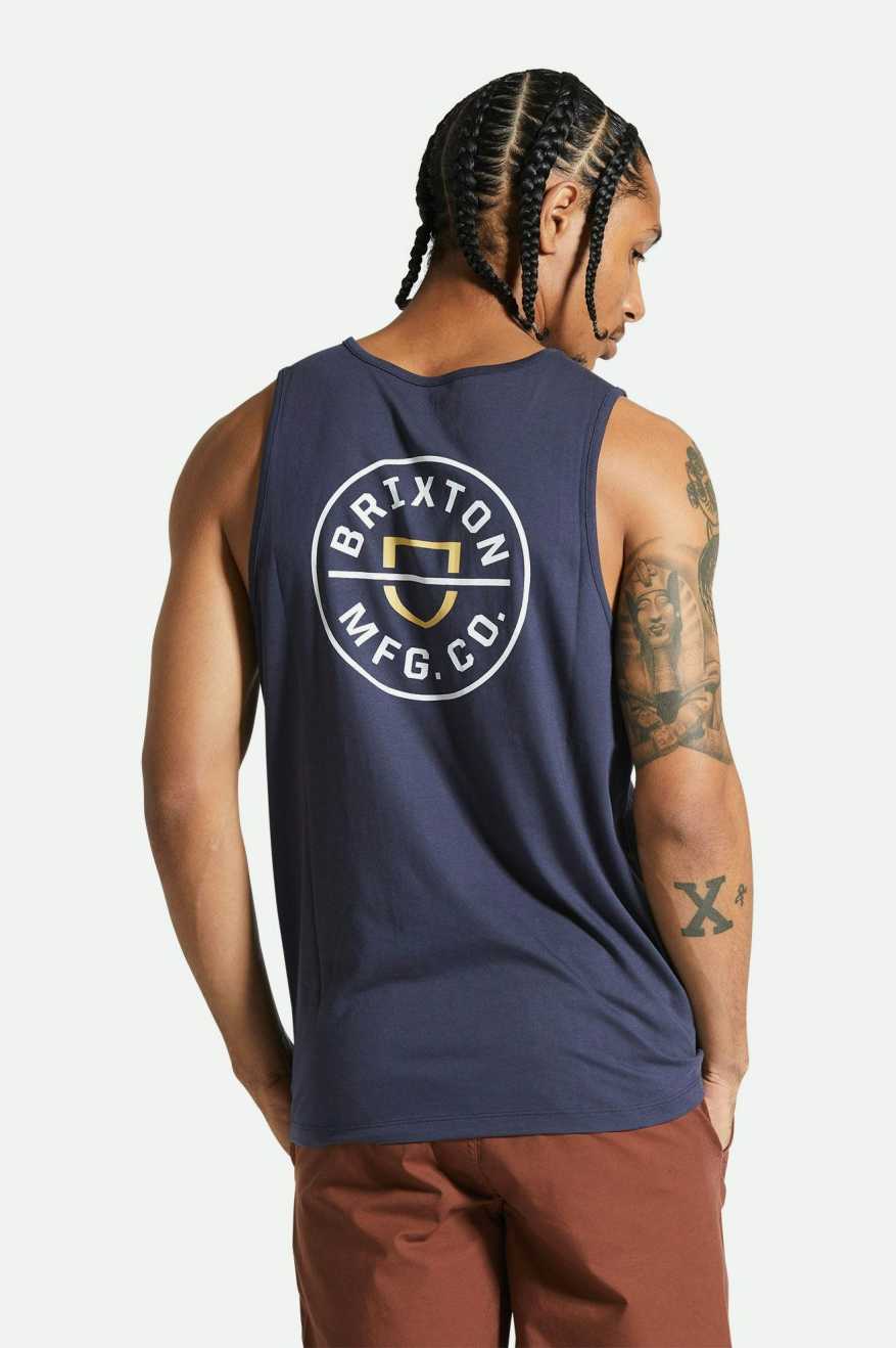 
       Brixton Crest Tank Top - Washed Navy/Off White
     