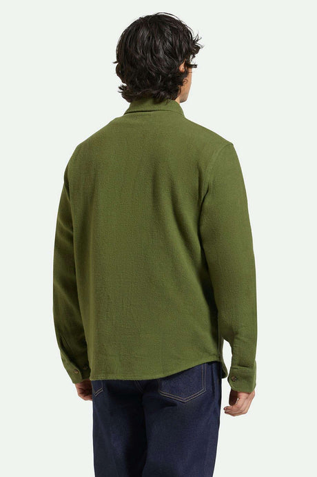 
       Men&#39;s Back Fit Image | Bowery Textured Loop Twill L/S Overshirt - Cypress Green
     