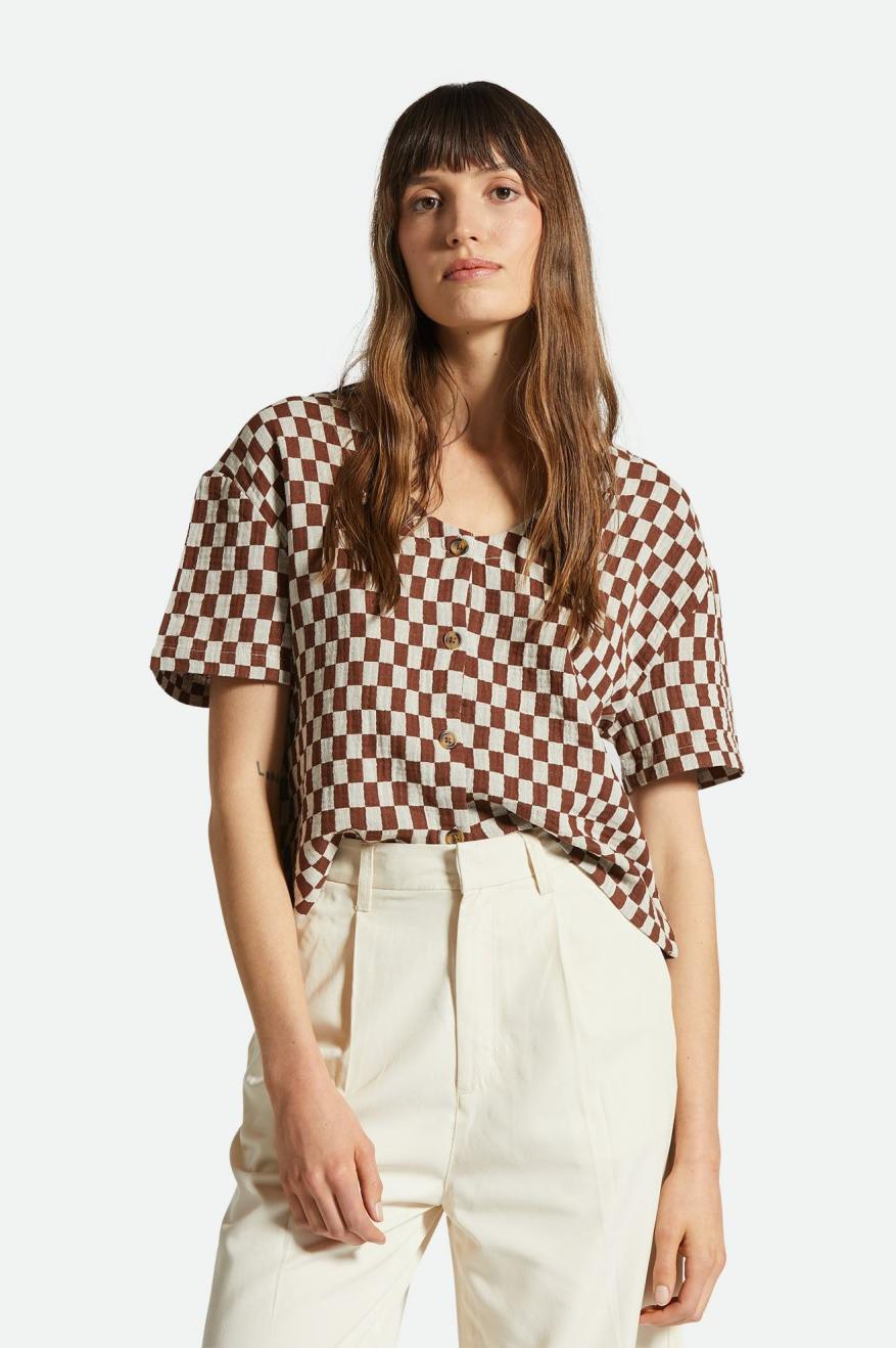 
       Brixton Mykonos Small Check S/S Woven - Sepia
     