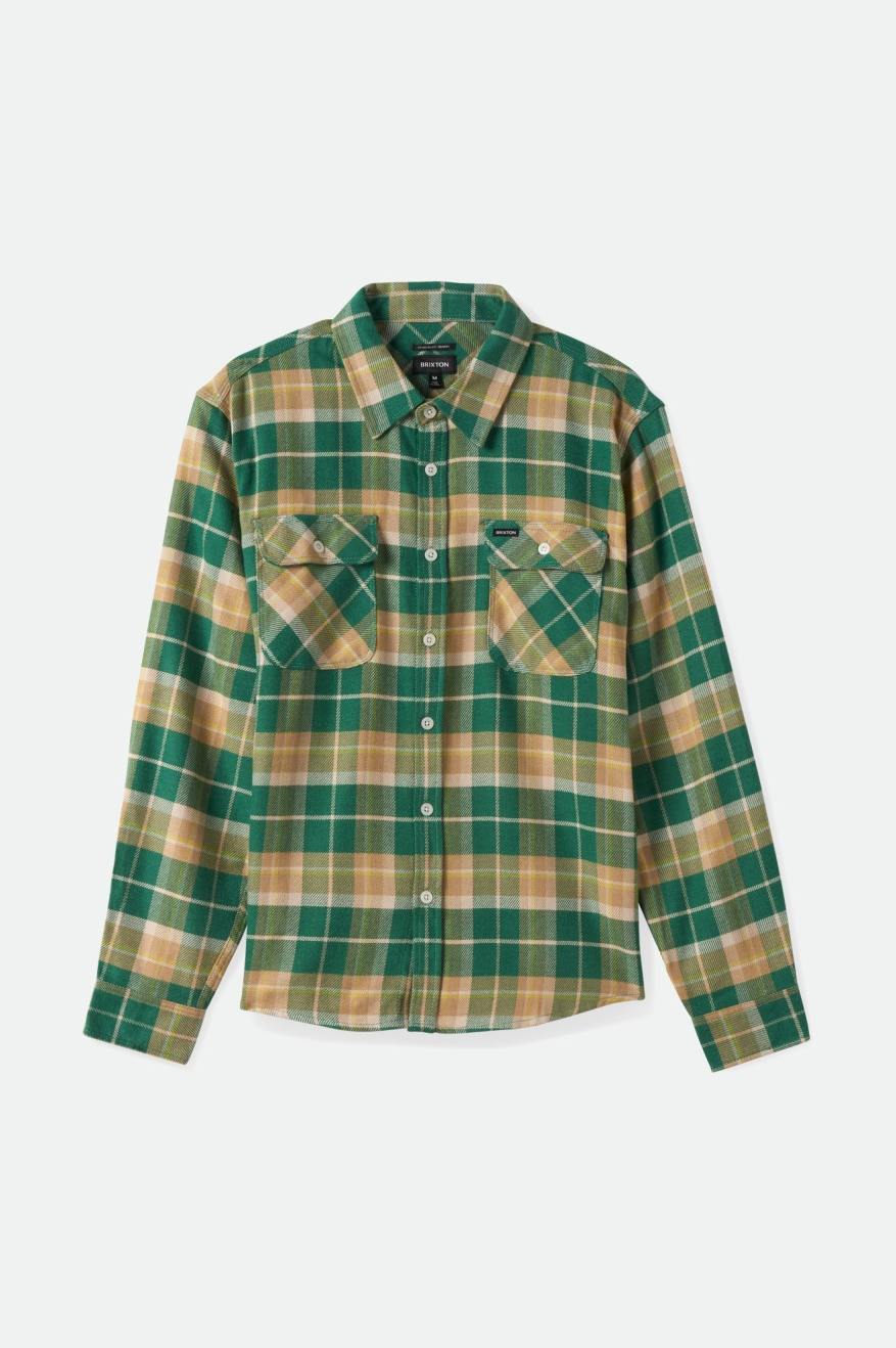 
       Brixton Bowery L/S Flannel - Washed Pine Needle/Washed Golden Brown/Off White
     