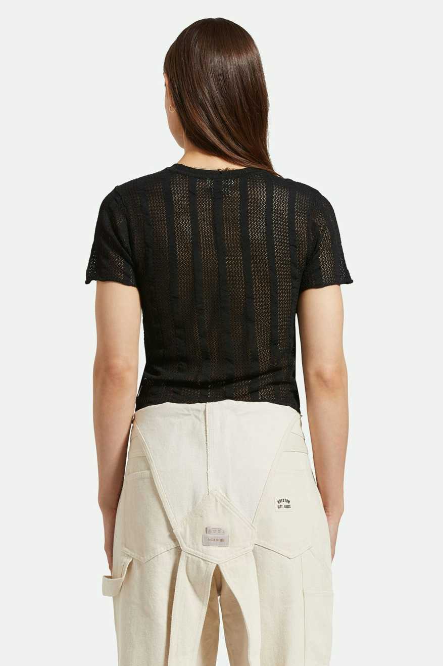 
       Back Fit Image | Sheer S/S Knit Top - Black
     