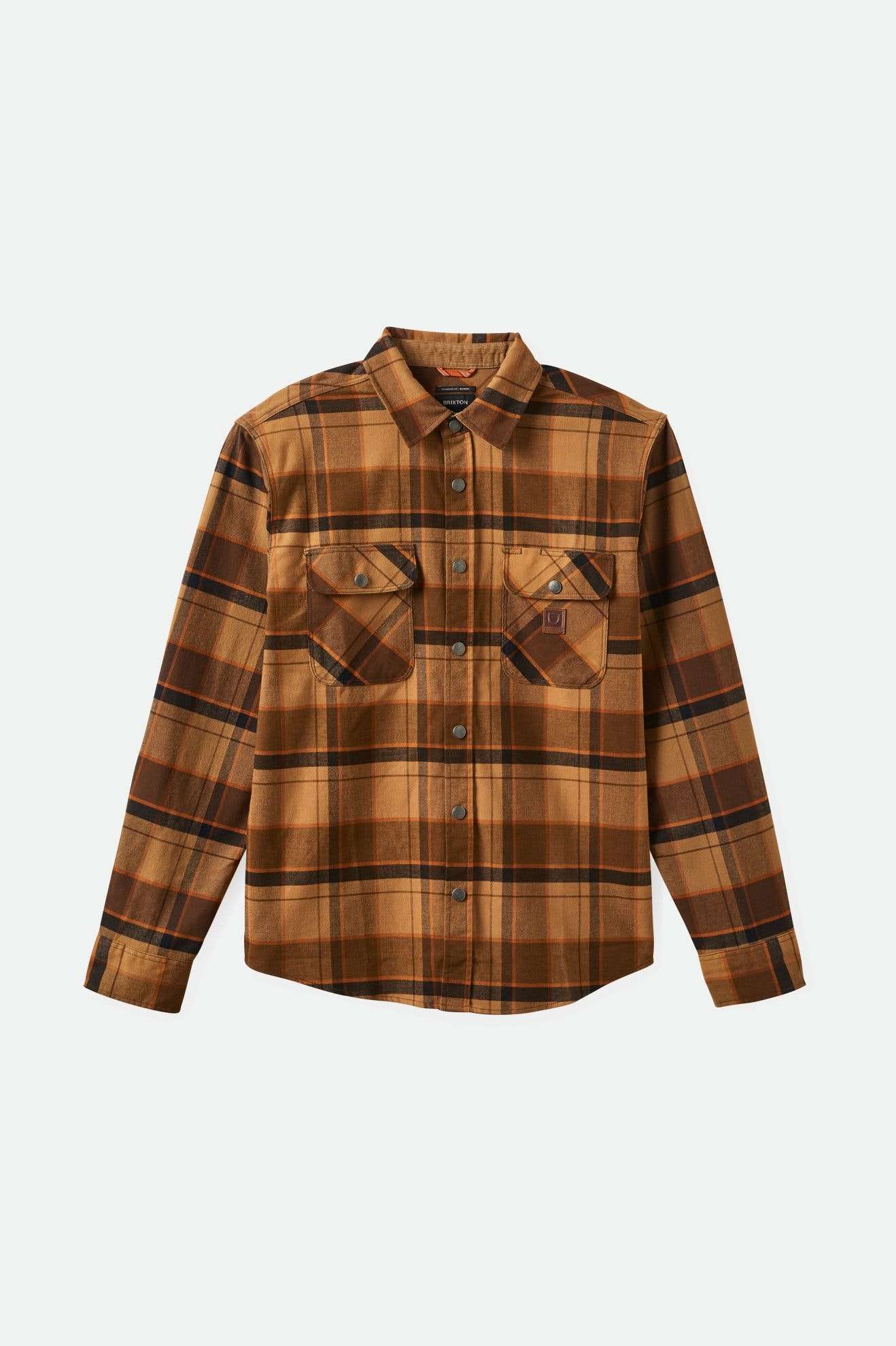 Brixton Men's Builders Bowery Stretch Water Resistant L/S Flannel - Burro Brown/Pinecone Brown/Black | Main