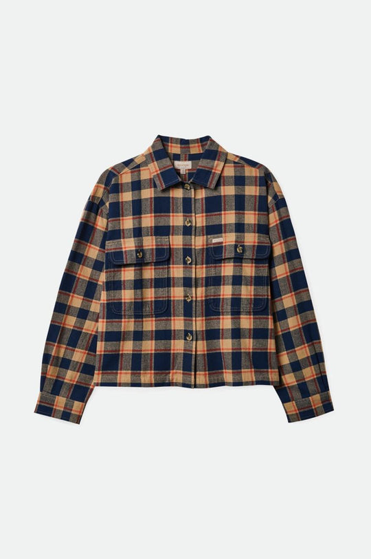 
       Brixton Bowery Women&#39;s Lightweight L/S Flannel - Washed Navy/Sand
     