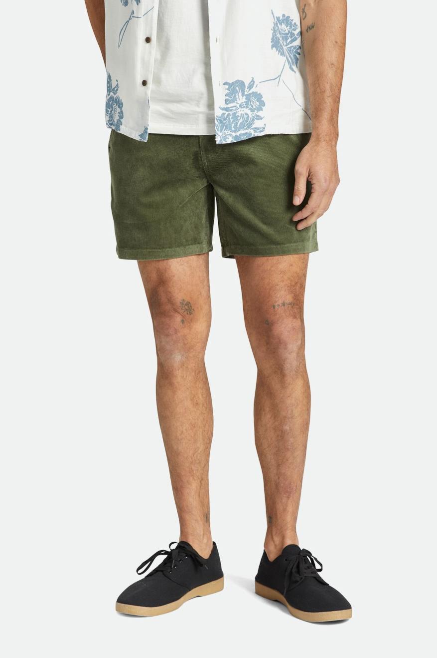 
       Brixton Choice Chino Short 5&quot; - Olive Surplus Cord
     