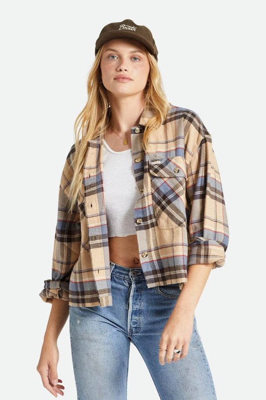 
       Brixton Bowery Women&#39;s L/S Flannel - Sesame/Flint Blue
     