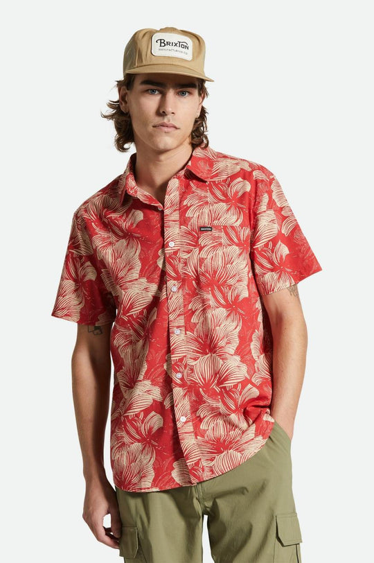 
       Brixton Charter Print S/S Woven Shirt - Casa Red/Oatmilk Floral
     