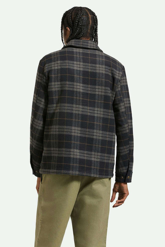 
       Men&#39;s Back Fit Image | Shop Menswear Chore Coat - Black/Charcoal Plaid
     