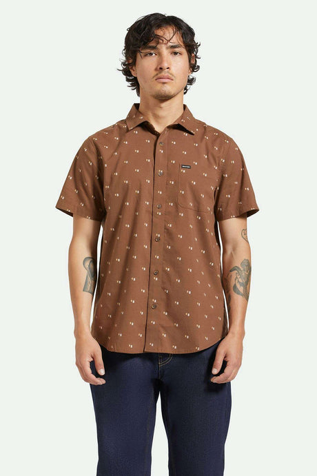 
       Men&#39;s Front Fit | Charter Print S/S Woven Shirt - Pinecone Brown/Tipping Square
     