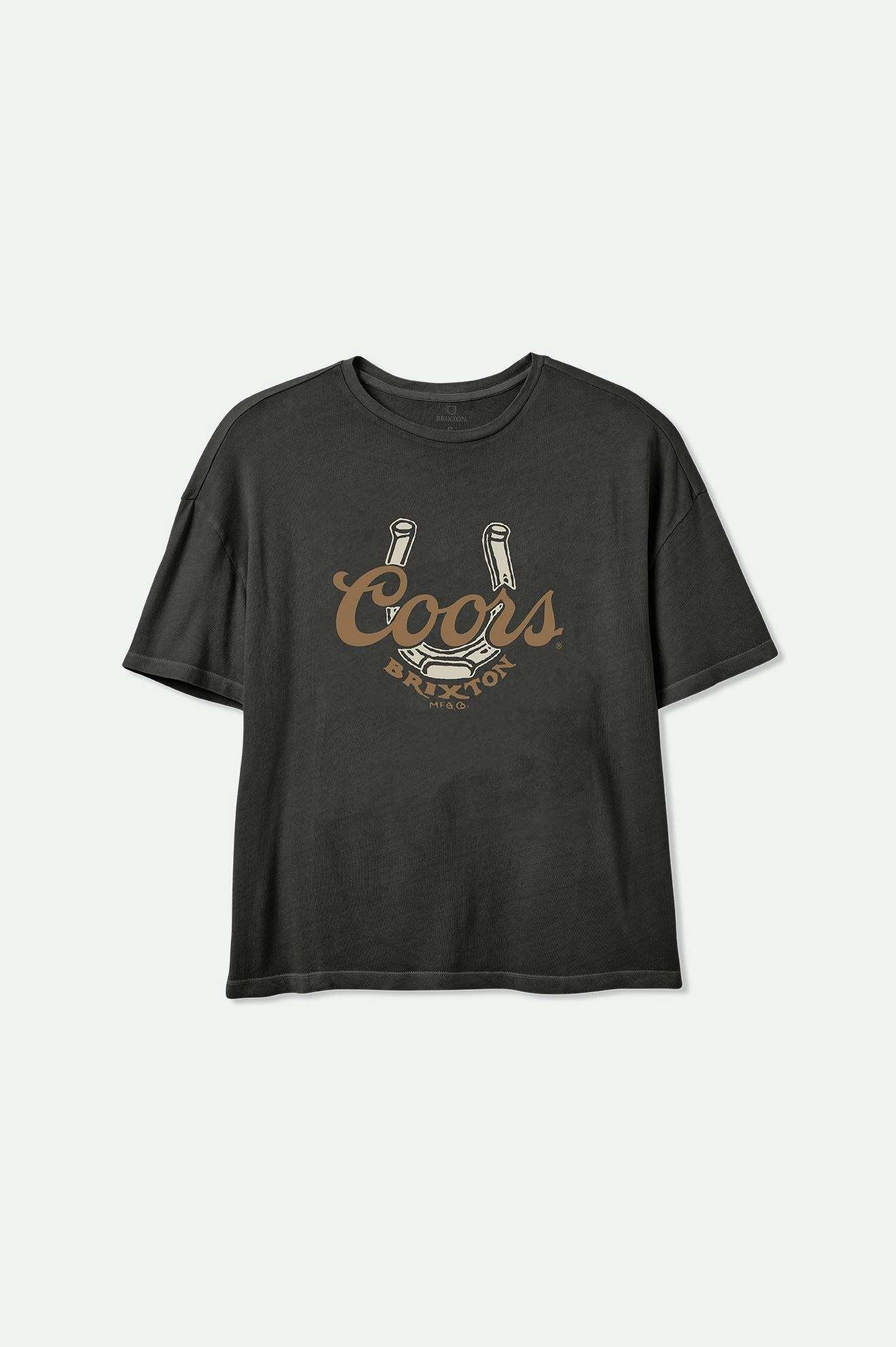 
       Brixton Women&#39;s Coors Luck S/S Oversized Boyfriend T-Shirt - Washed Black | Main
     