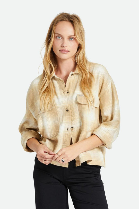 
       Brixton Bowery Women&#39;s L/S Flannel - Sesame/Off White
     