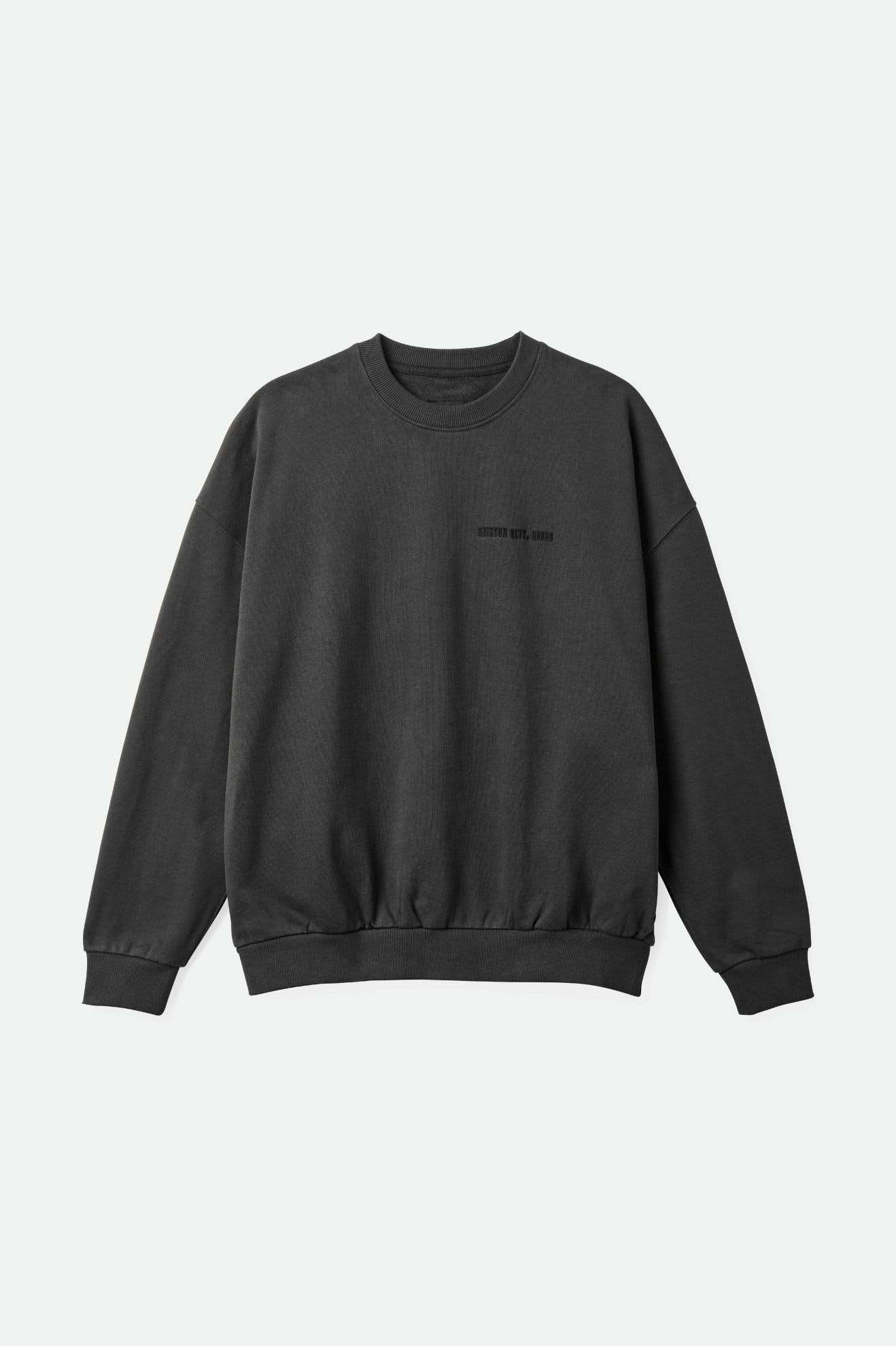 
       Brixton Men&#39;s Embroidered Heavyweight Oversized Crew - Washed Black | Main
     