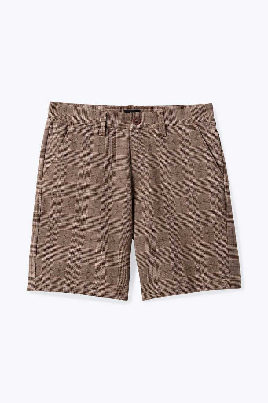 
       Brixton Choice Chino Short 9&quot; - Brown/Cream Houndstooth
     