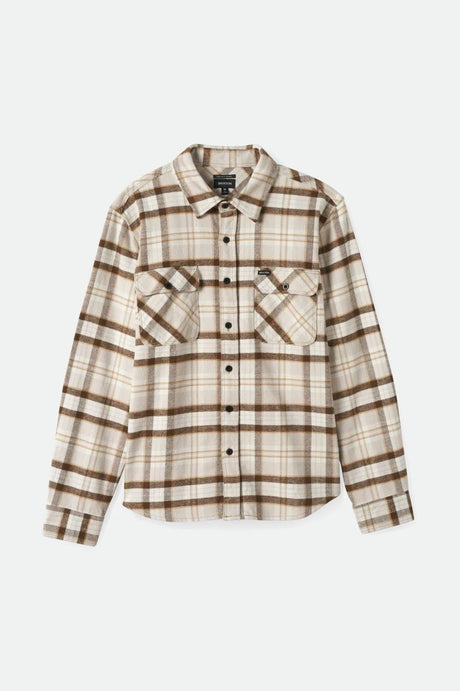 Brixton Men's Bowery Heavyweight L/S Flannel - Beige/Off White/Desert Palm | Main