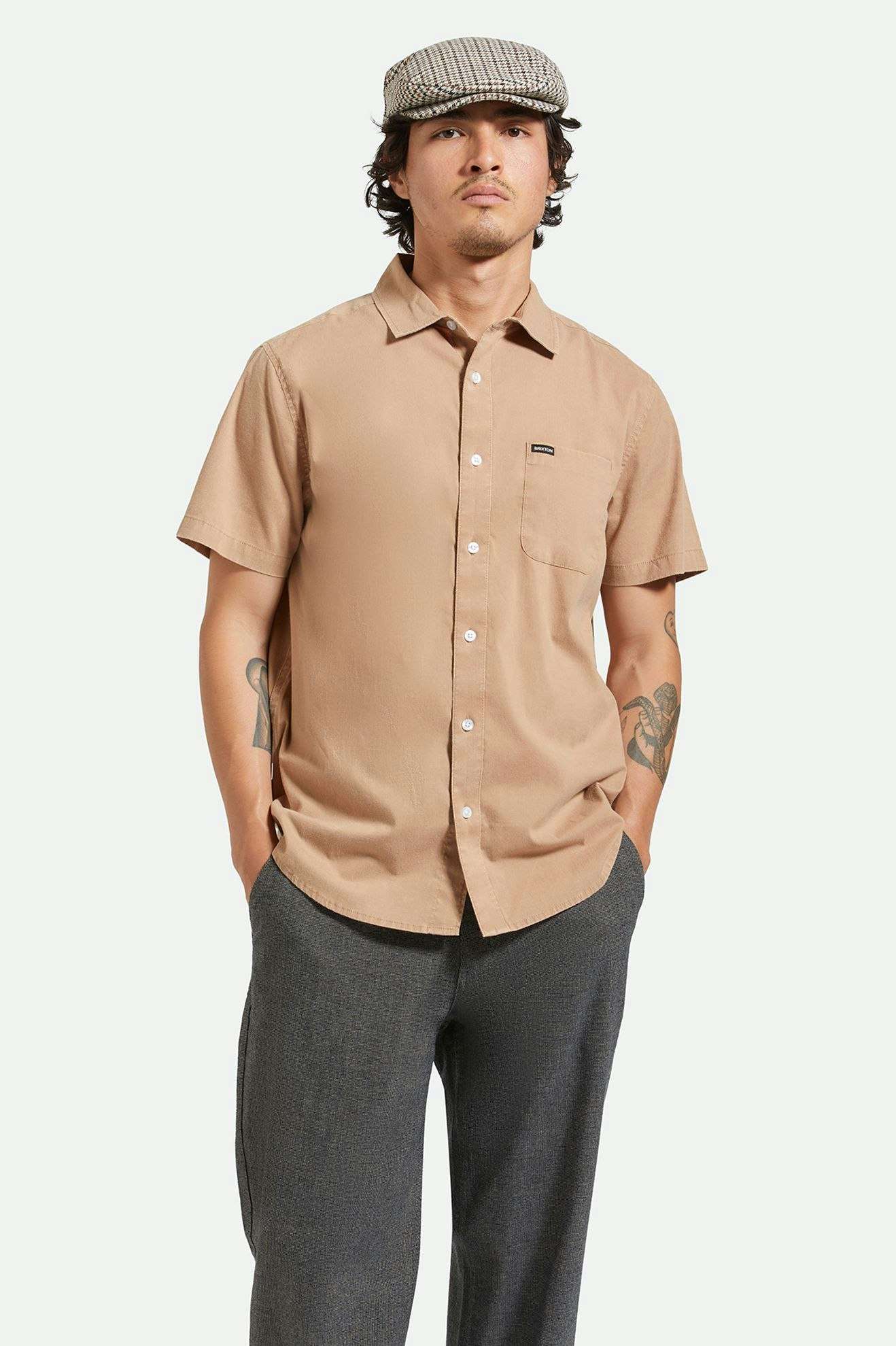 
       Men&#39;s Front Fit | Charter Sol Wash S/S Woven Shirt - Burro Brown Sol Wash
     