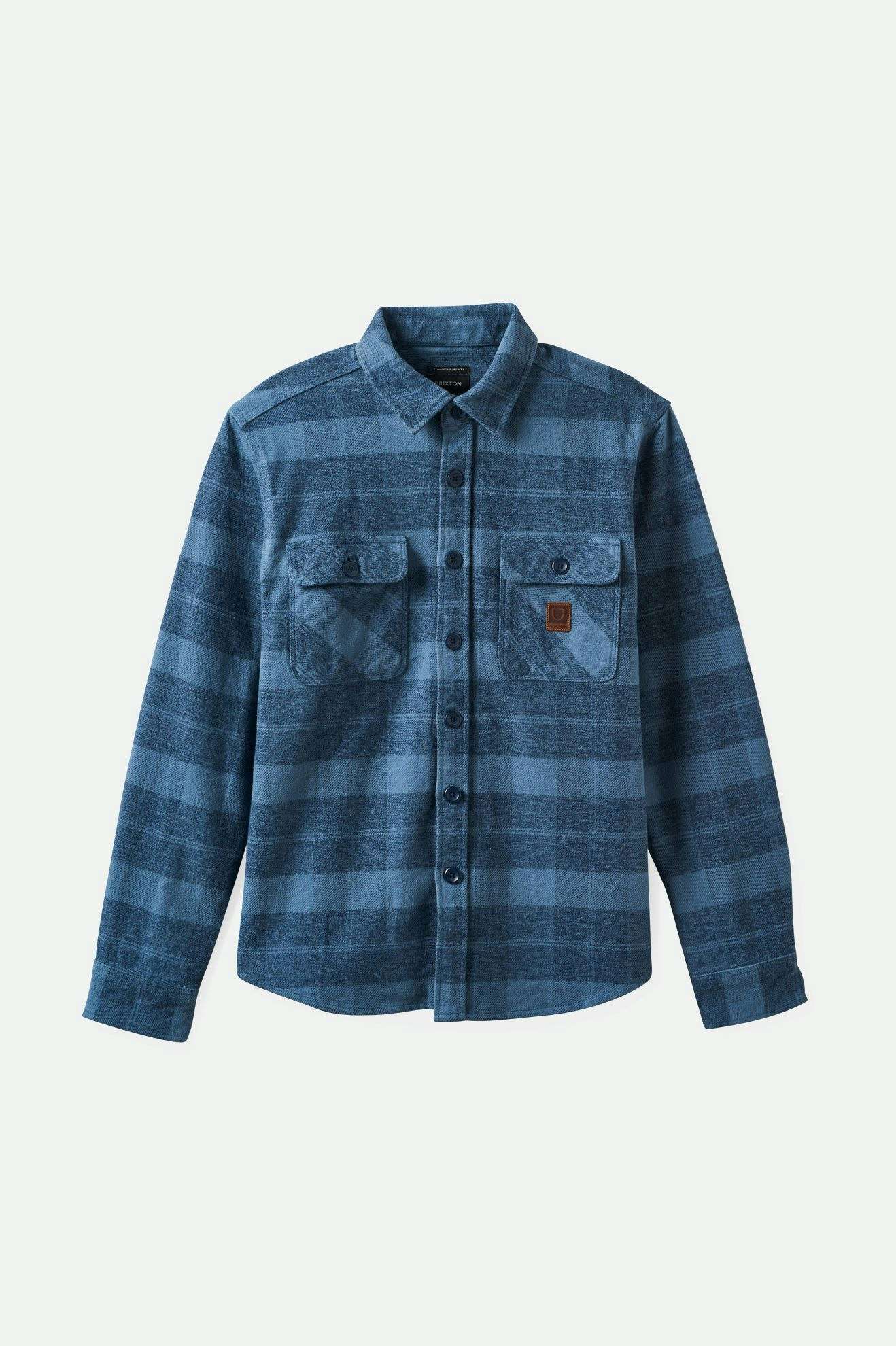 
       Brixton Men&#39;s Bowery Heavyweight L/S Flannel - Mirage Blue/Washed Navy | Main
     